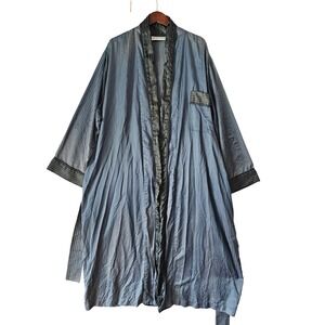 Fernando Sanchez Vintage Pinstripe Robe Blue Black XL Made in USA 4738